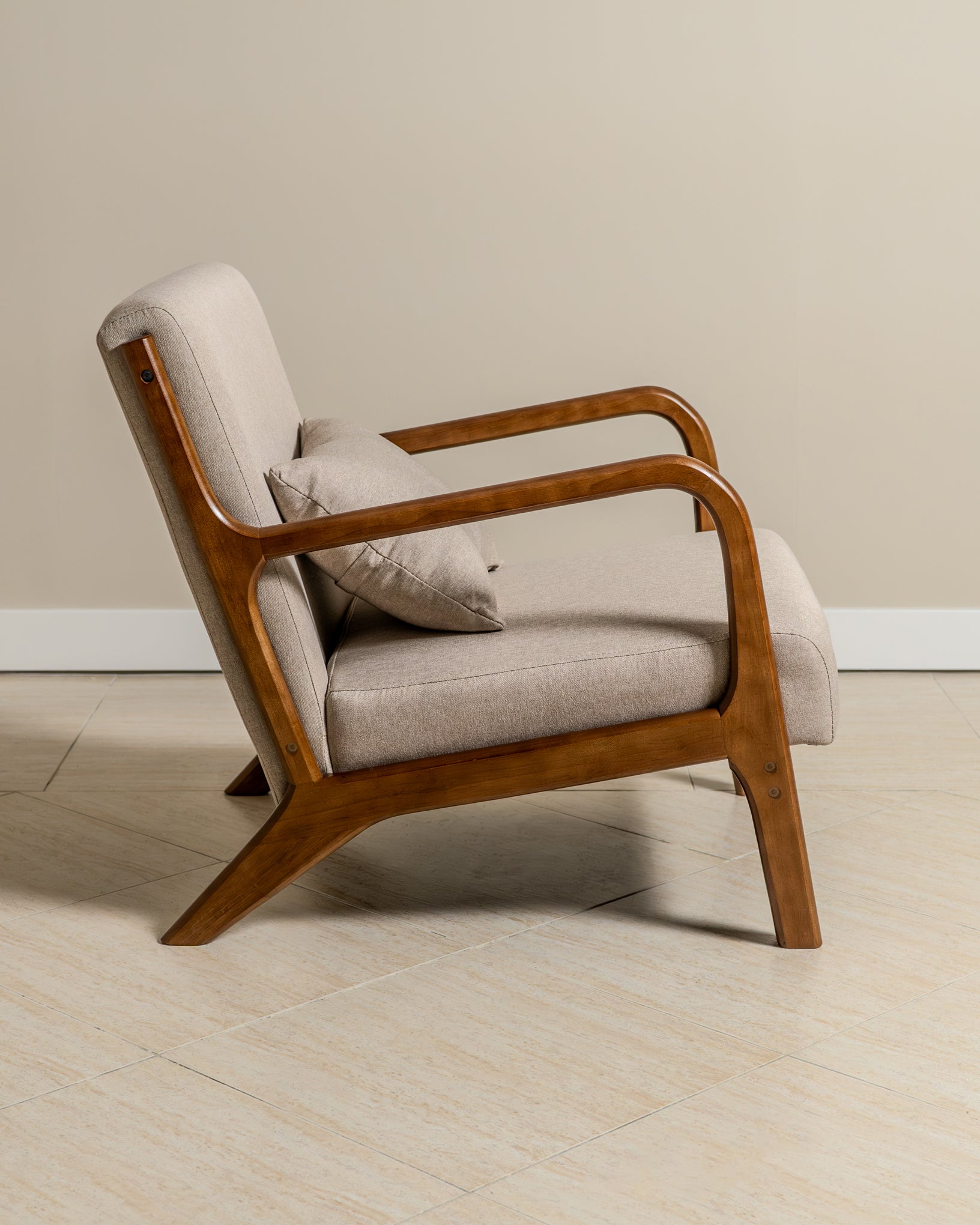 Lubian Mid-century Upholstered Armchair (Jaspe Grey Fabric) – Scandinavian Style Lounge Chair - Marcel Olsen