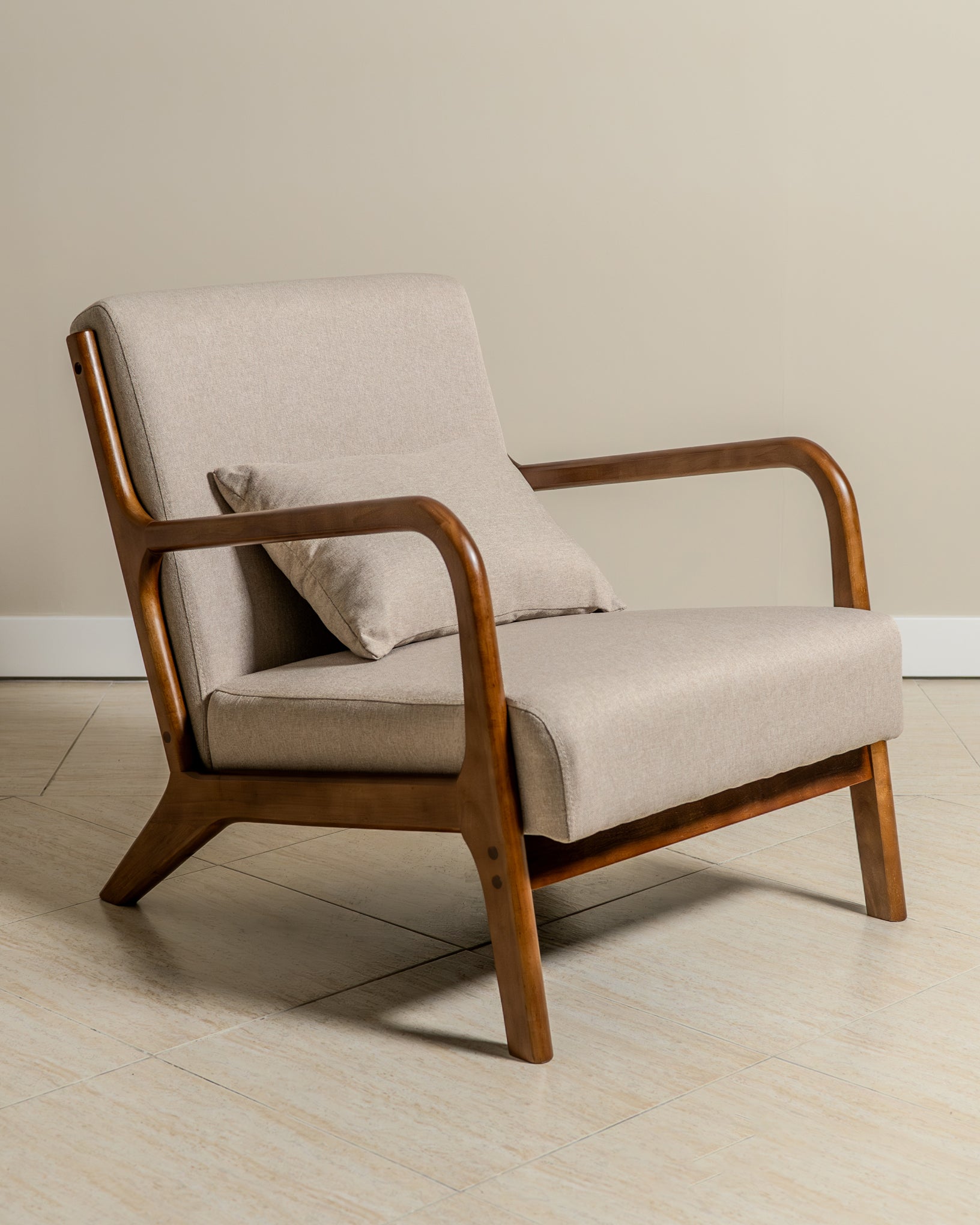 Lubian Mid-century Upholstered Armchair (Jaspe Grey Fabric) – Scandinavian Style Lounge Chair - Marcel Olsen