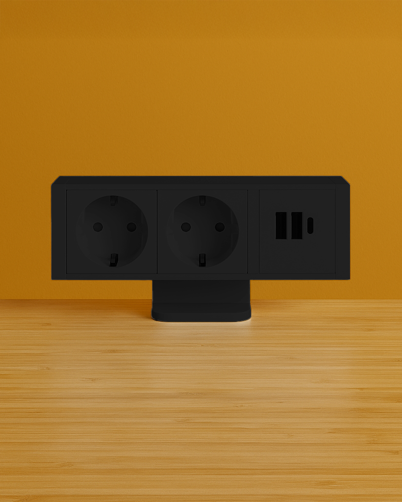 4-in-1 Power Strip With USB-C, Desk Clamp (Black) Power & Wire Management - Jacob Bek