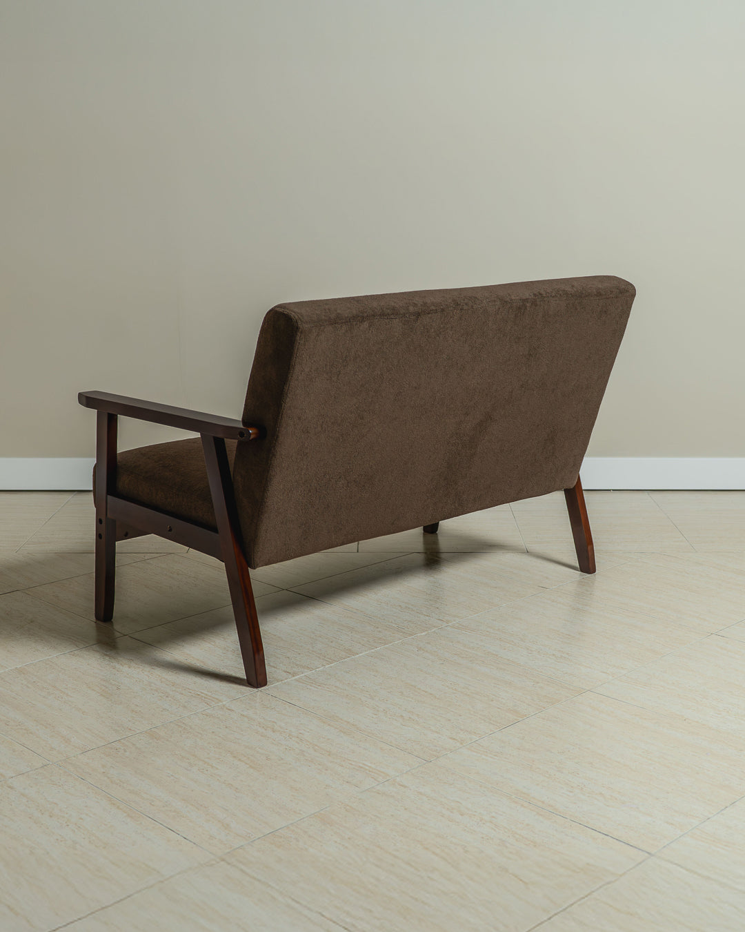 Sarria Mid-century Upholstered Sofa (Tierra Brown Fabric) – Scandinavian Style 2 Seater Sofa - Marcel Olsen