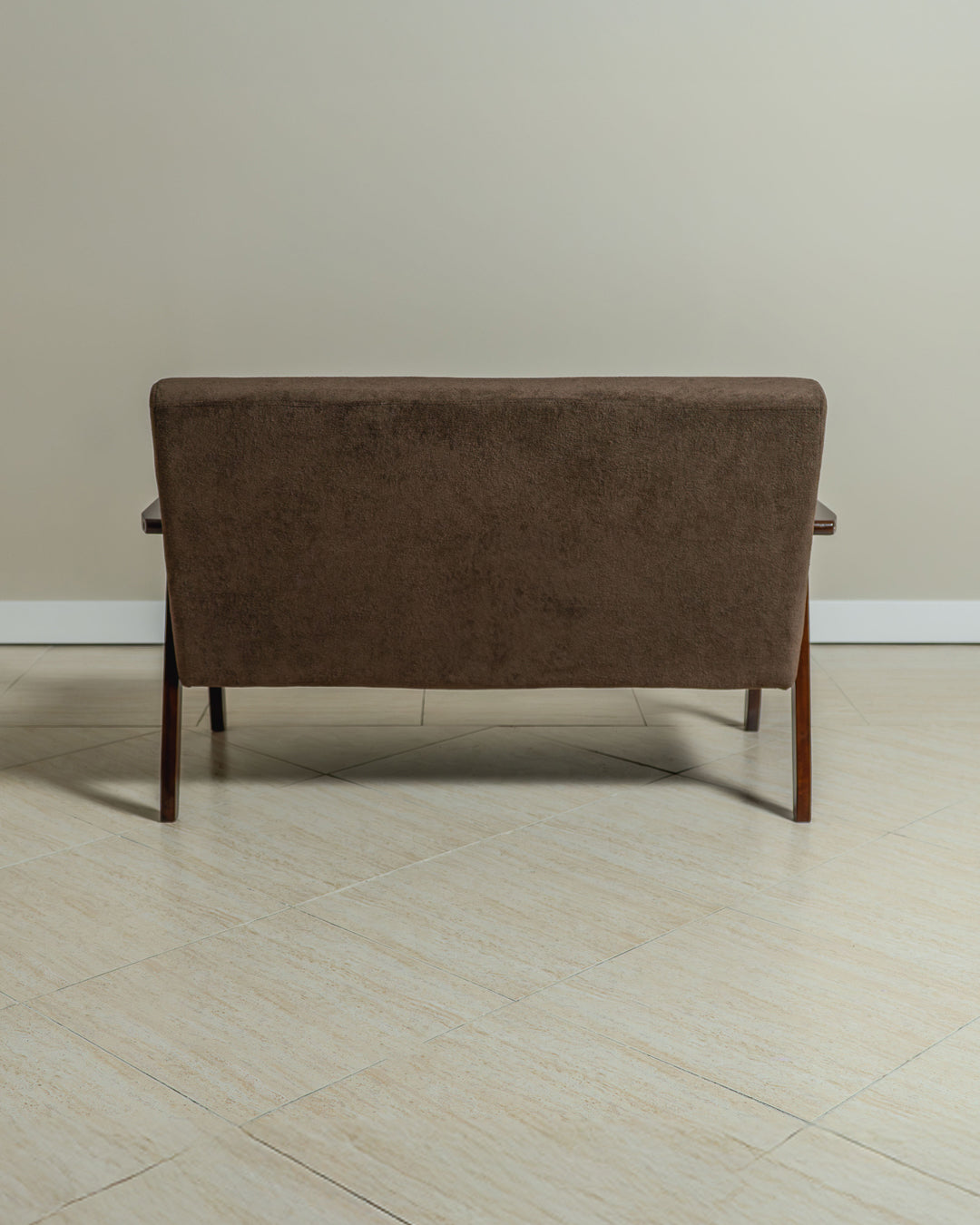 Sarria Mid-century Upholstered Sofa (Tierra Brown Fabric) – Scandinavian Style 2 Seater Sofa - Marcel Olsen