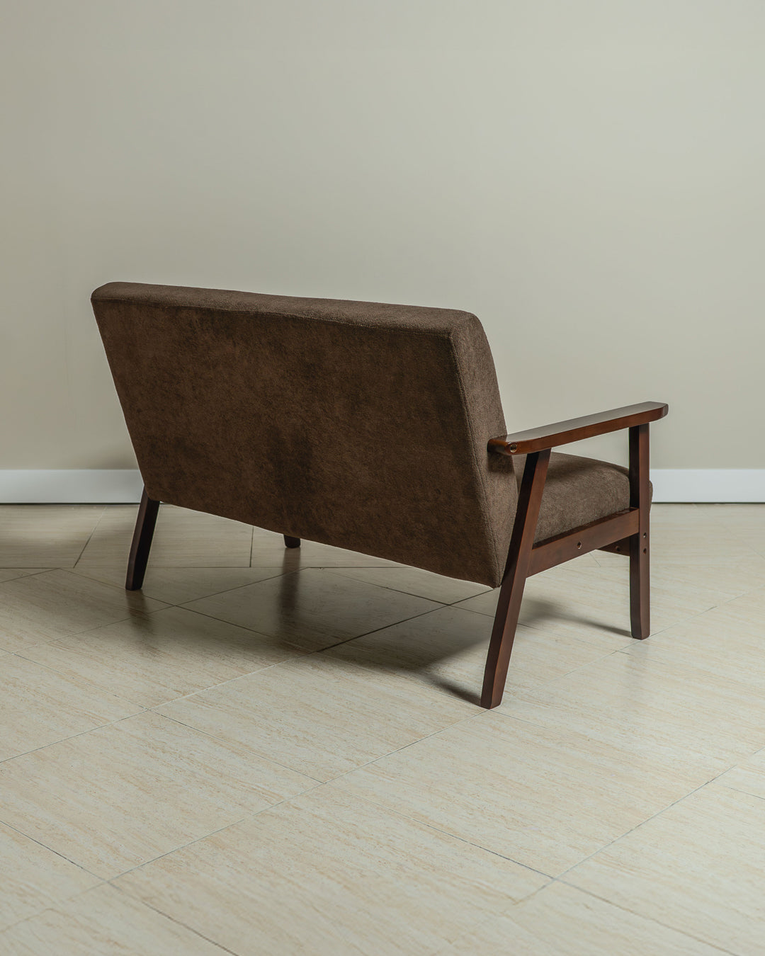 Sarria Mid-century Upholstered Sofa (Tierra Brown Fabric) – Scandinavian Style 2 Seater Sofa - Marcel Olsen