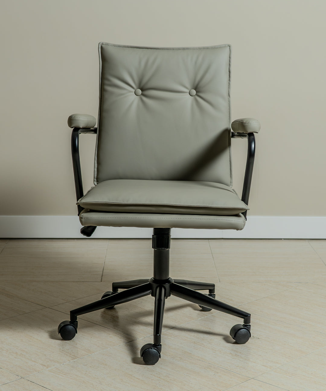 Executive Cushioned Office Chair (Grey Faux Leather) – Mid-century Modern Swivel Desk Chair - Marcel Olsen