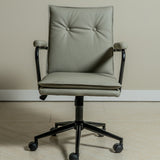 Executive Cushioned Office Chair (Grey Faux Leather) – Mid-century Modern Swivel Desk Chair - Marcel Olsen