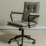 Executive Cushioned Office Chair (Grey Faux Leather) – Mid-century Modern Swivel Desk Chair - Marcel Olsen