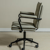 Executive Cushioned Office Chair (Grey Faux Leather) – Mid-century Modern Swivel Desk Chair - Marcel Olsen