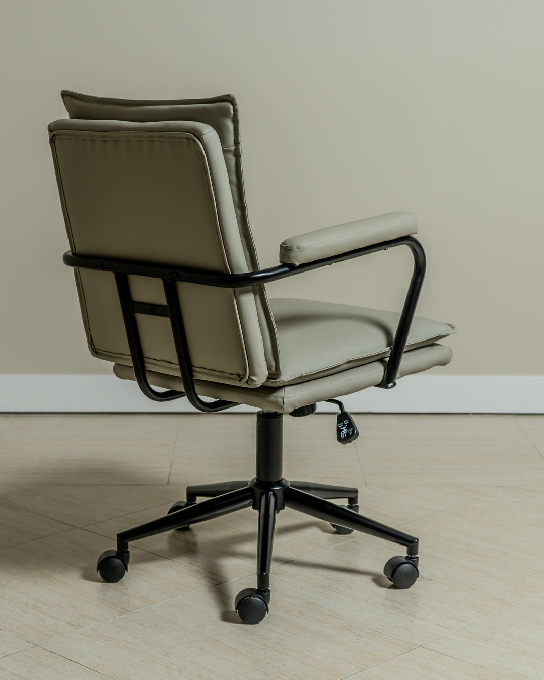 Executive Cushioned Office Chair (Grey Faux Leather) – Mid-century Modern Swivel Desk Chair - Marcel Olsen