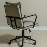 Executive Cushioned Office Chair (Grey Faux Leather) – Mid-century Modern Swivel Desk Chair - Marcel Olsen