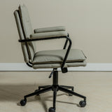Executive Cushioned Office Chair (Grey Faux Leather) – Mid-century Modern Swivel Desk Chair - Marcel Olsen