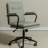 Executive Cushioned Office Chair (Grey Faux Leather) – Mid-century Modern Swivel Desk Chair - Marcel Olsen