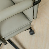 Executive Cushioned Office Chair (Grey Faux Leather) – Mid-century Modern Swivel Desk Chair - Marcel Olsen