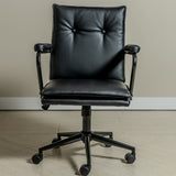 Executive Cushioned Office Chair (Black Faux Leather) – Mid-century Modern Swivel Desk Chair - Marcel Olsen