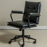 Executive Cushioned Office Chair (Black Faux Leather) – Mid-century Modern Swivel Desk Chair - Marcel Olsen