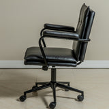 Executive Cushioned Office Chair (Black Faux Leather) – Mid-century Modern Swivel Desk Chair - Marcel Olsen