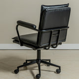 Executive Cushioned Office Chair (Black Faux Leather) – Mid-century Modern Swivel Desk Chair - Marcel Olsen