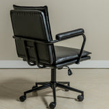 Executive Cushioned Office Chair (Black Faux Leather) – Mid-century Modern Swivel Desk Chair - Marcel Olsen