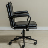Executive Cushioned Office Chair (Black Faux Leather) – Mid-century Modern Swivel Desk Chair - Marcel Olsen