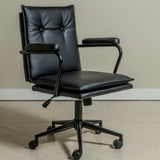 Executive Cushioned Office Chair (Black Faux Leather) – Mid-century Modern Swivel Desk Chair - Marcel Olsen