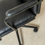 Executive Cushioned Office Chair (Black Faux Leather) – Mid-century Modern Swivel Desk Chair - Marcel Olsen