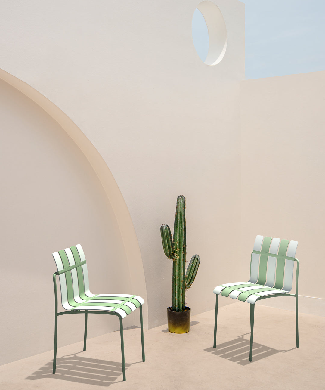 Ondara Outdoor Chair (Sage Green & White) – Modern Boho Patio Chair - Marcel Olsen