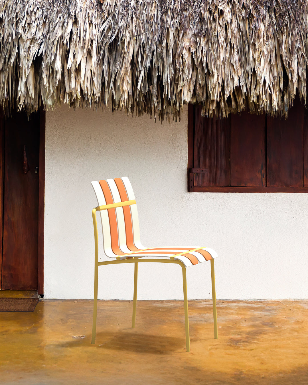 Ondara Outdoor Chair (Citrus Orange, Yellow & White) – Modern Boho Patio Chair - Marcel Olsen