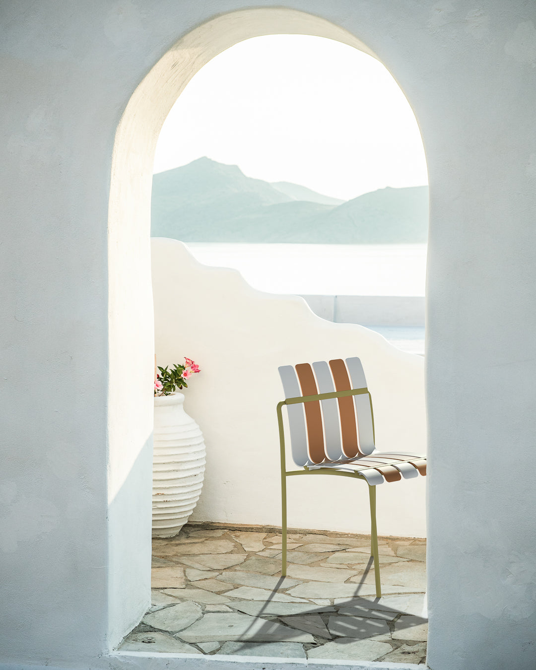 Ondara Outdoor Chair (Citrus Orange, Yellow & White) – Modern Boho Patio Chair - Marcel Olsen