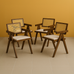 Chiva Rattan & Wood Dining Chair (Chestnut) – Rustic Boho Upholstered Chair with Armrests - (4 Units) (Outlet) - Marcel Olsen