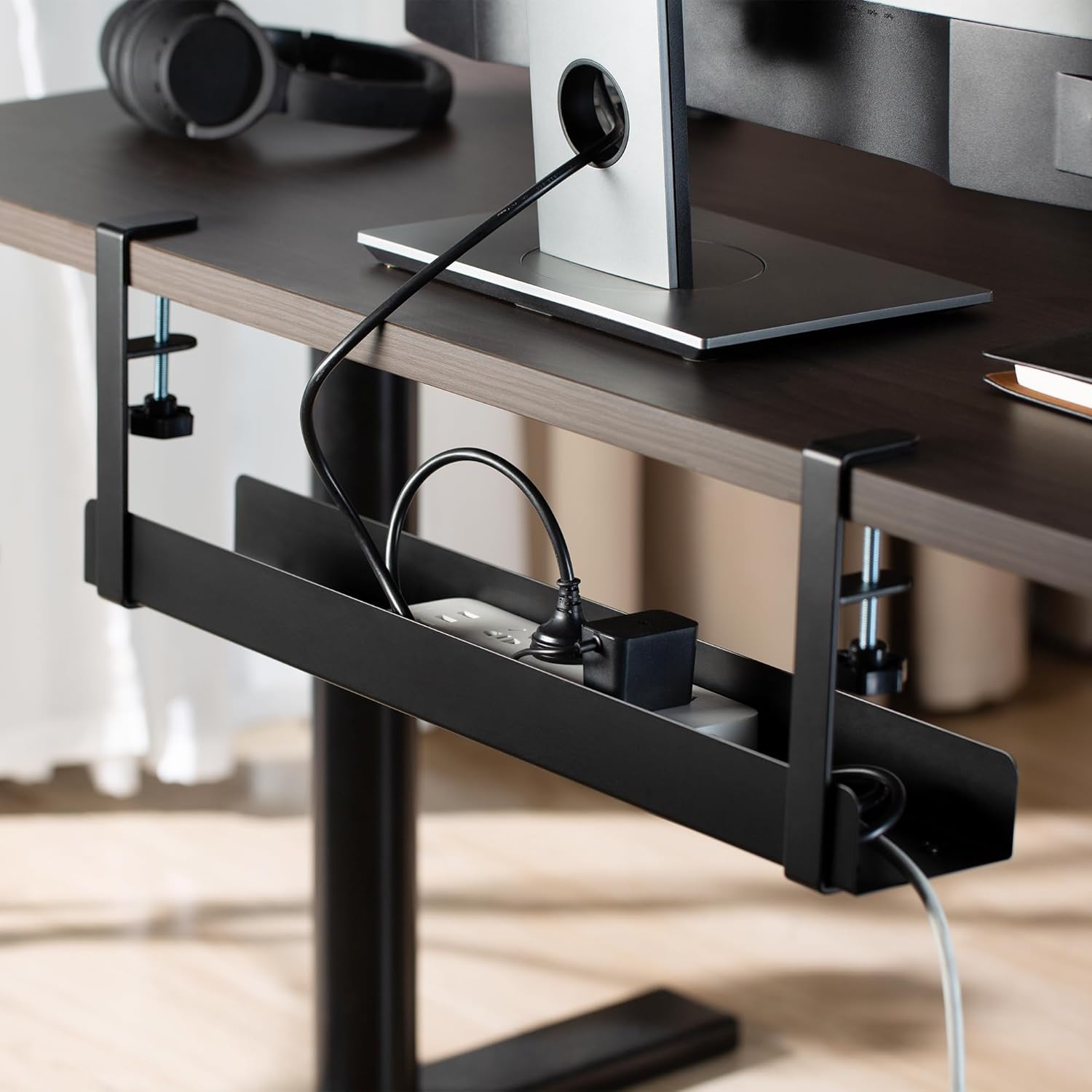 Clamp-On Under-Desk Cable Tray – No-Drill Cable Management Power & Wire Management - Marcel Olsen