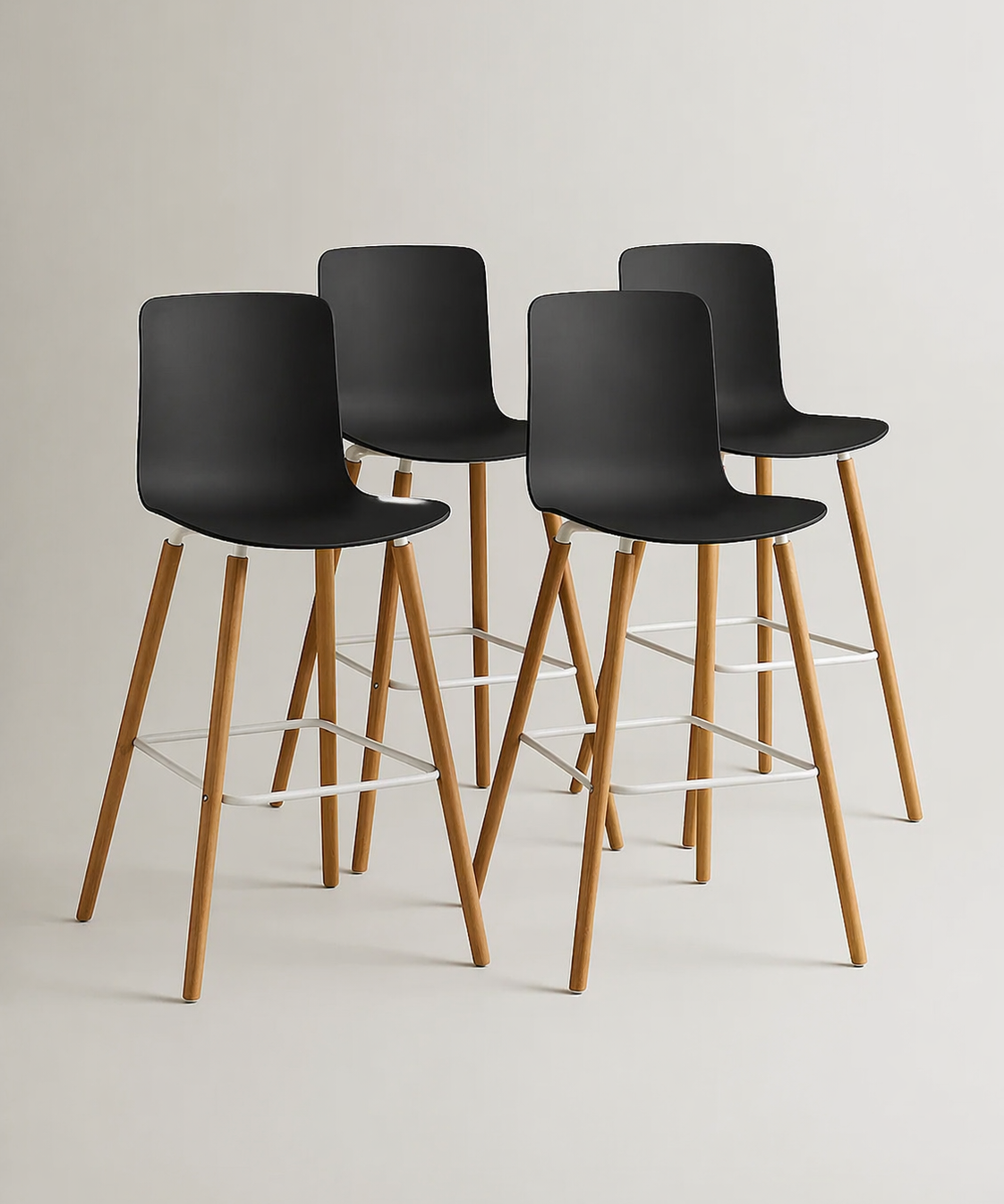 Casco Scandinavian Bar Stools – Set of 4 (Jet Black / Arctic White) – Outlet Outlet Products - Marcel Olsen