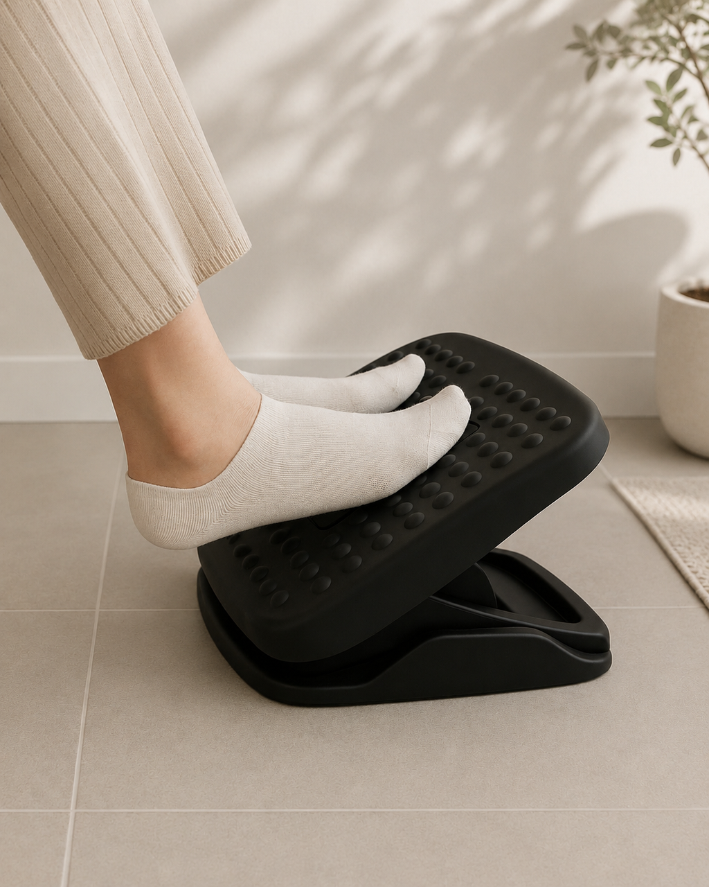Ergonomic Adjustable Footrest With Massage Rollers – Black - Outlet - Marcel Olsen