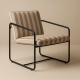 Berria Armchair Metal & Striped Fabric (Dune Sand) – Modern Boho Summer Lounge Chair - Marcel Olsen