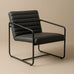 Berria Armchair Metal & Vegan Leather (Ebony Black) – Modern Industrial Ribbed Lounge Chair - Marcel Olsen