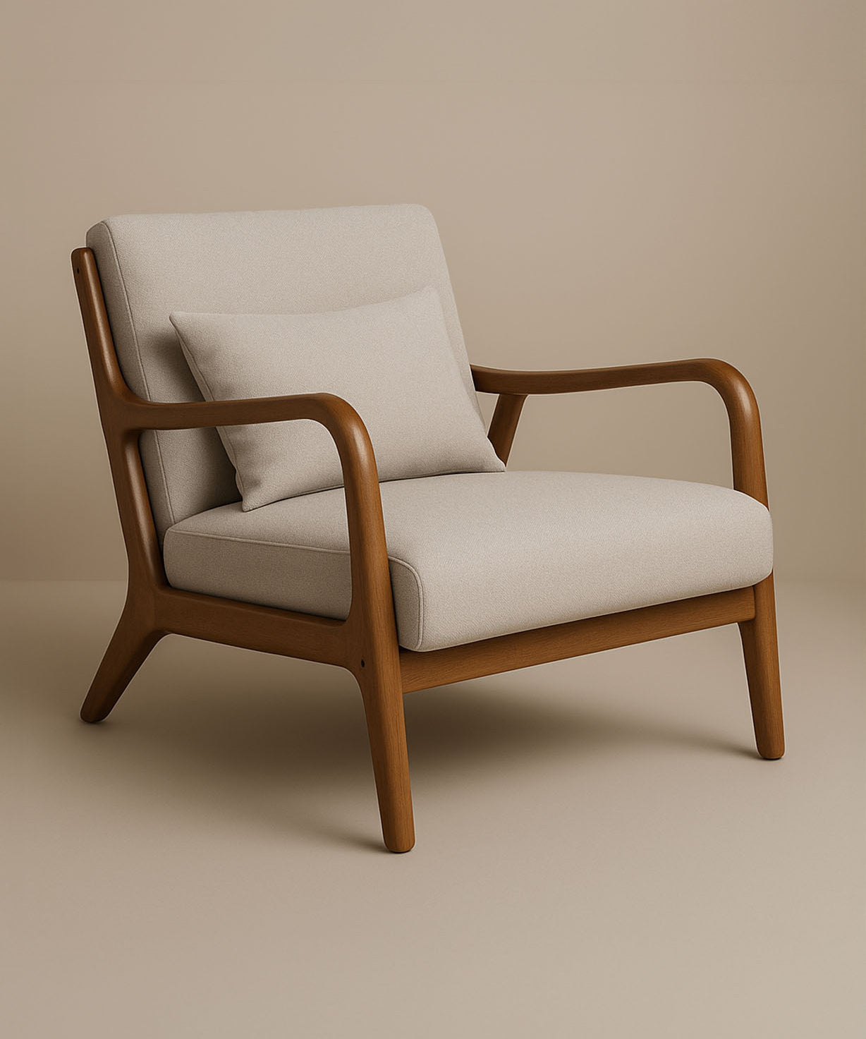 Lubian Mid-century Upholstered Armchair (Jaspe Grey Fabric) – Scandinavian Style Lounge Chair - Marcel Olsen