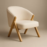 Sagunto Upholstered Armchair (Bouclé White Fabric) – Modern Boho Accent Chair with Wooden Frame - Marcel Olsen