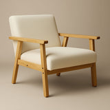 Sarria Mid-century Upholstered Armchair (Arena Beige Fabric) – Scandinavian Style 1 Seater Sofa - Marcel Olsen