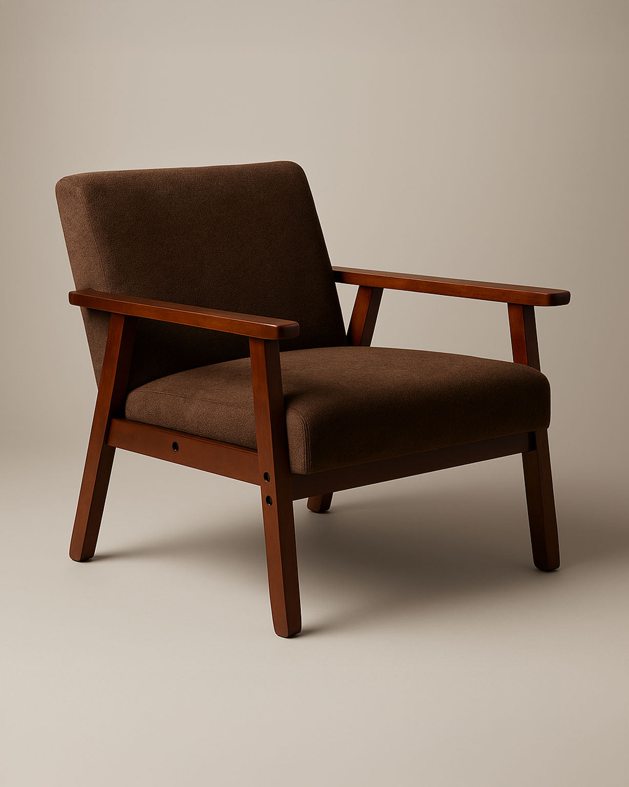 Sarria Mid-century Upholstered Armchair (Tierra Brown Fabric) – Scandinavian Style 1 Seater Sofa - Marcel Olsen