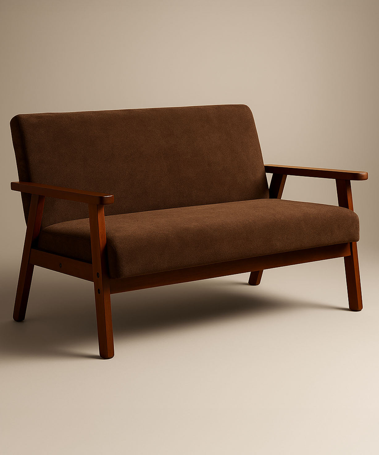 Sarria Mid-century Upholstered Sofa (Tierra Brown Fabric) – Scandinavian Style 2 Seater Sofa - Marcel Olsen