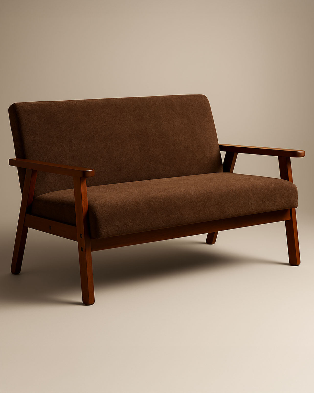 Sarria Mid-century Upholstered Sofa (Tierra Brown Fabric) – Scandinavian Style 2 Seater Sofa - Marcel Olsen