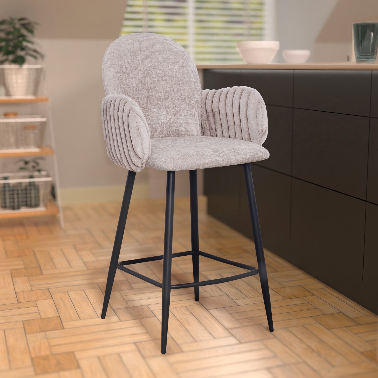 Nubbi Upholstered Bar Stool - Cloud Grey (Seat Height __cm - High) - Jacob Bek