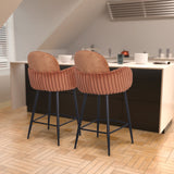 Nubbi Upholstered Bar Stool - Terracotta Brown (Seat Height 61 cm - Low) - Jacob Bek