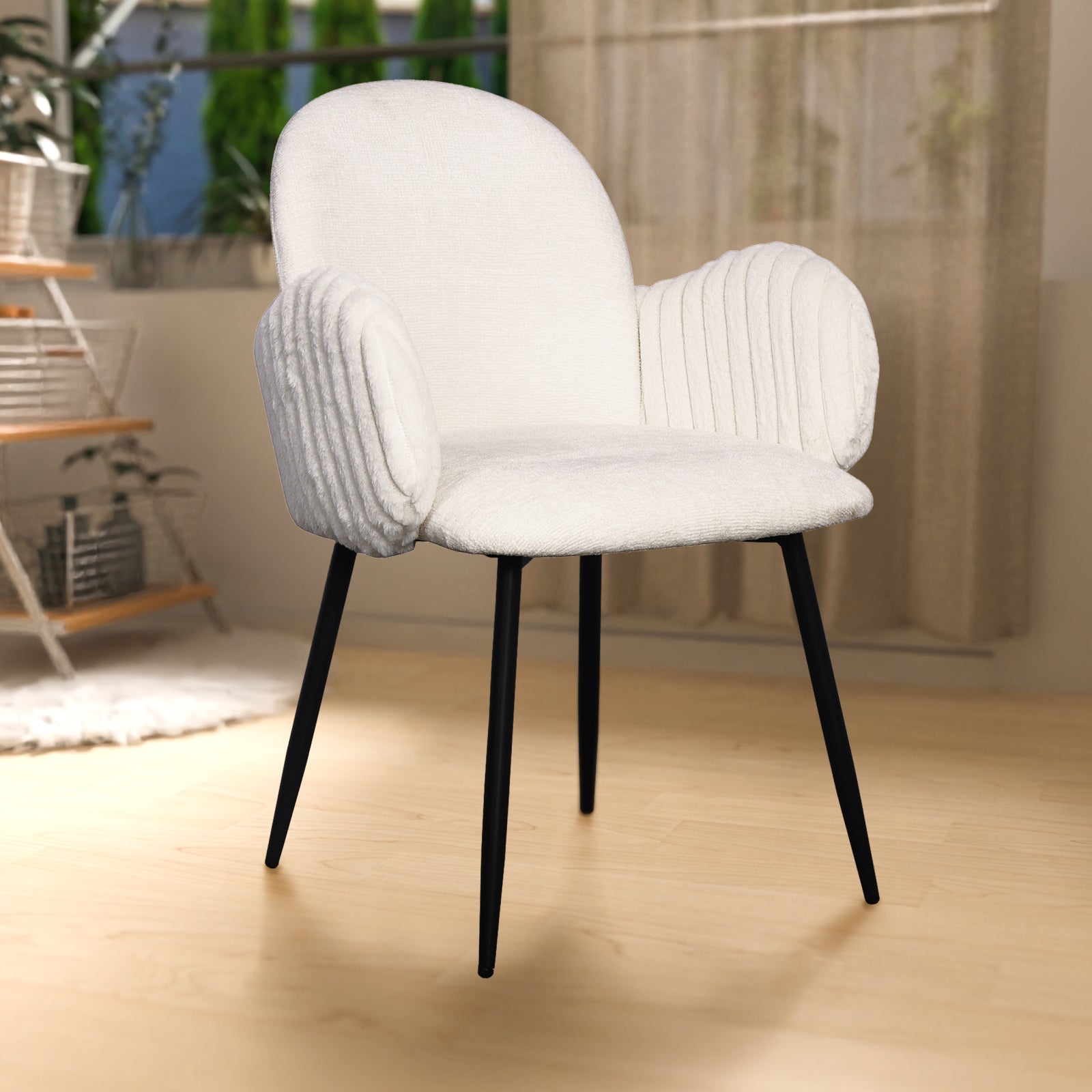 Nubbi Upholstered Dining Chair - Soft White - Jacob Bek