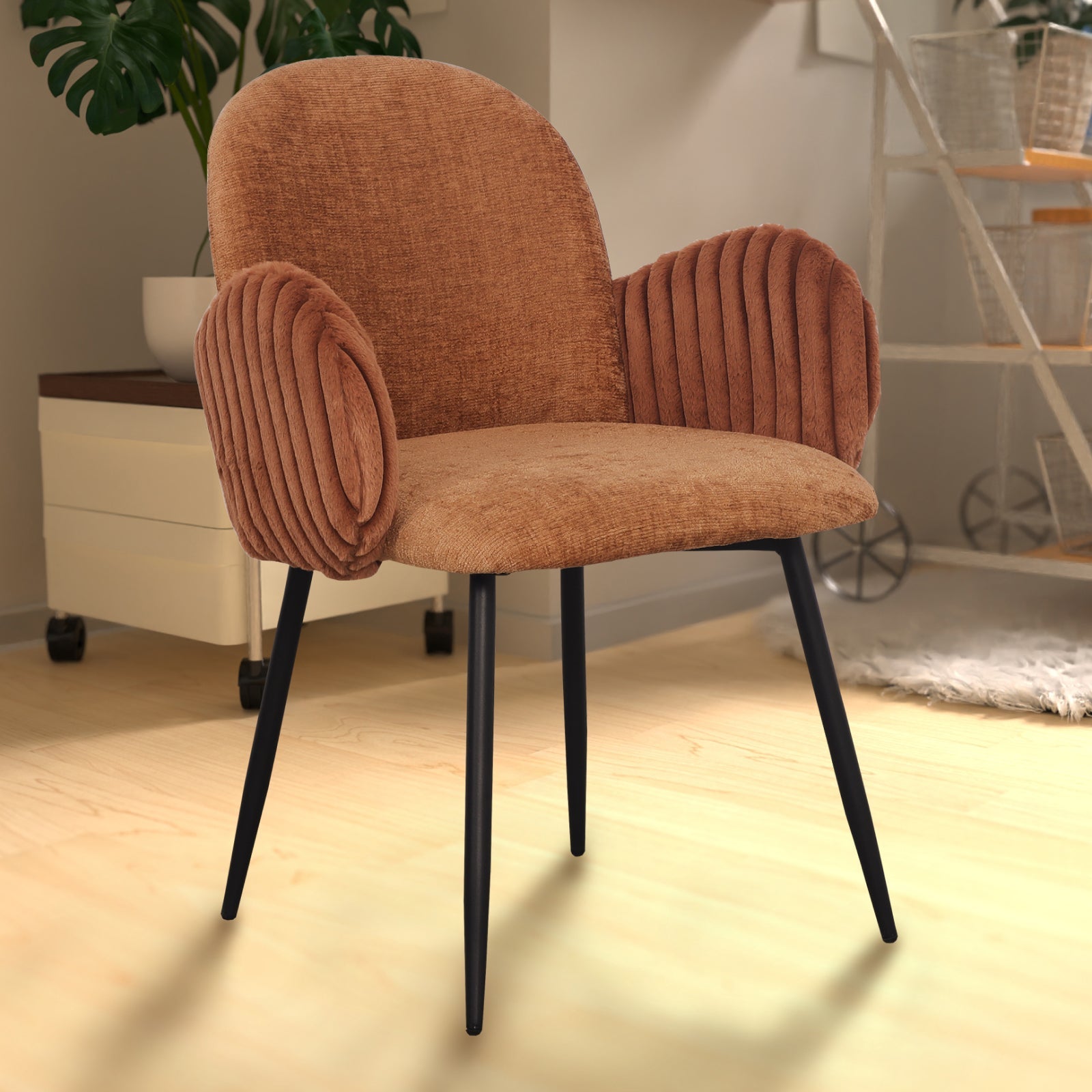 Nubbi Upholstered Dining Chair - Terracotta Brown - Jacob Bek