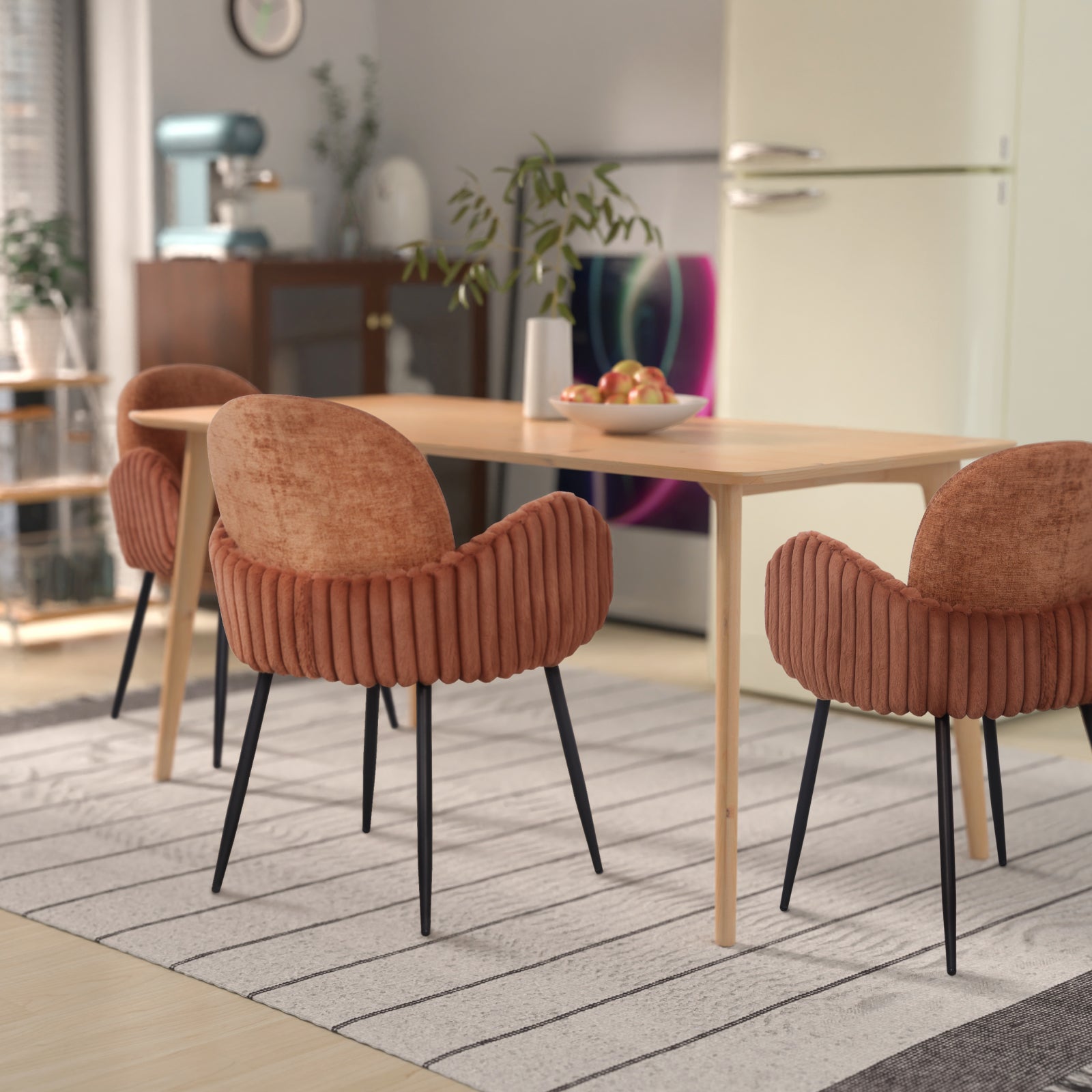 Nubbi Upholstered Dining Chair - Terracotta Brown - Jacob Bek