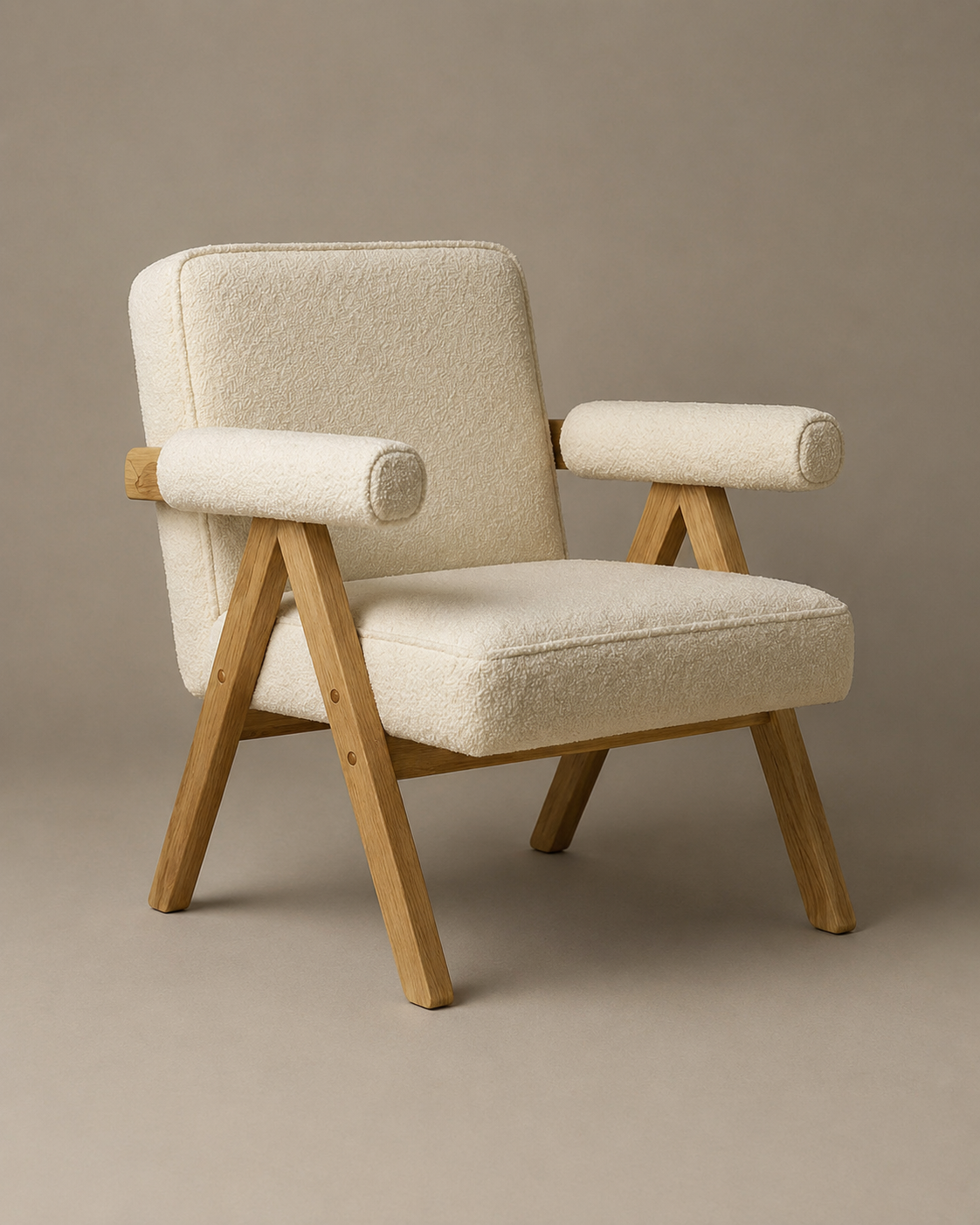 Bascuas Boho Upholstered Armchair (Bouclé White Fabric) – Outlet - Marcel Olsen