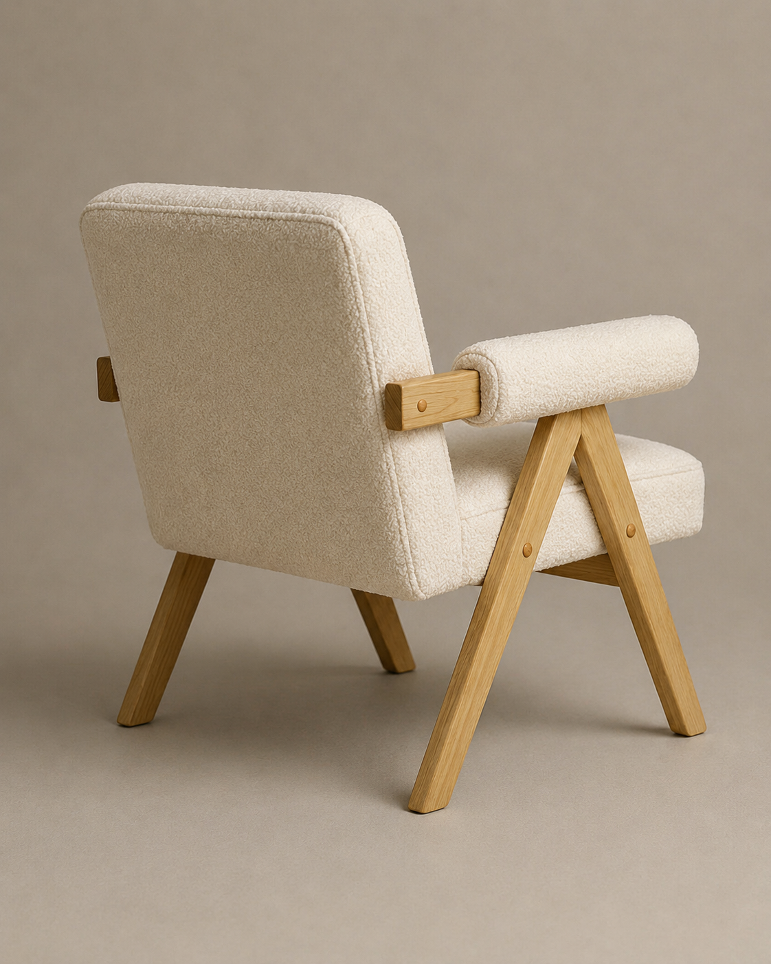 Bascuas Boho Upholstered Armchair (Bouclé White Fabric) – Outlet - Marcel Olsen