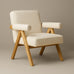 Bascuas Boho Upholstered Armchair (Bouclé White Fabric) – Mid-century Style Accent Chair - Marcel Olsen