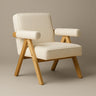 Bascuas Boho Upholstered Armchair (Bouclé White Fabric) – Mid-century Style Accent Chair - Marcel Olsen