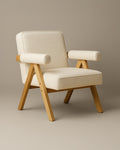 Bascuas Boho Upholstered Armchair (Bouclé White Fabric) – Outlet - Marcel Olsen
