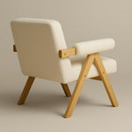 Bascuas Boho Upholstered Armchair (Bouclé White Fabric) – Mid-century Style Accent Chair - Marcel Olsen