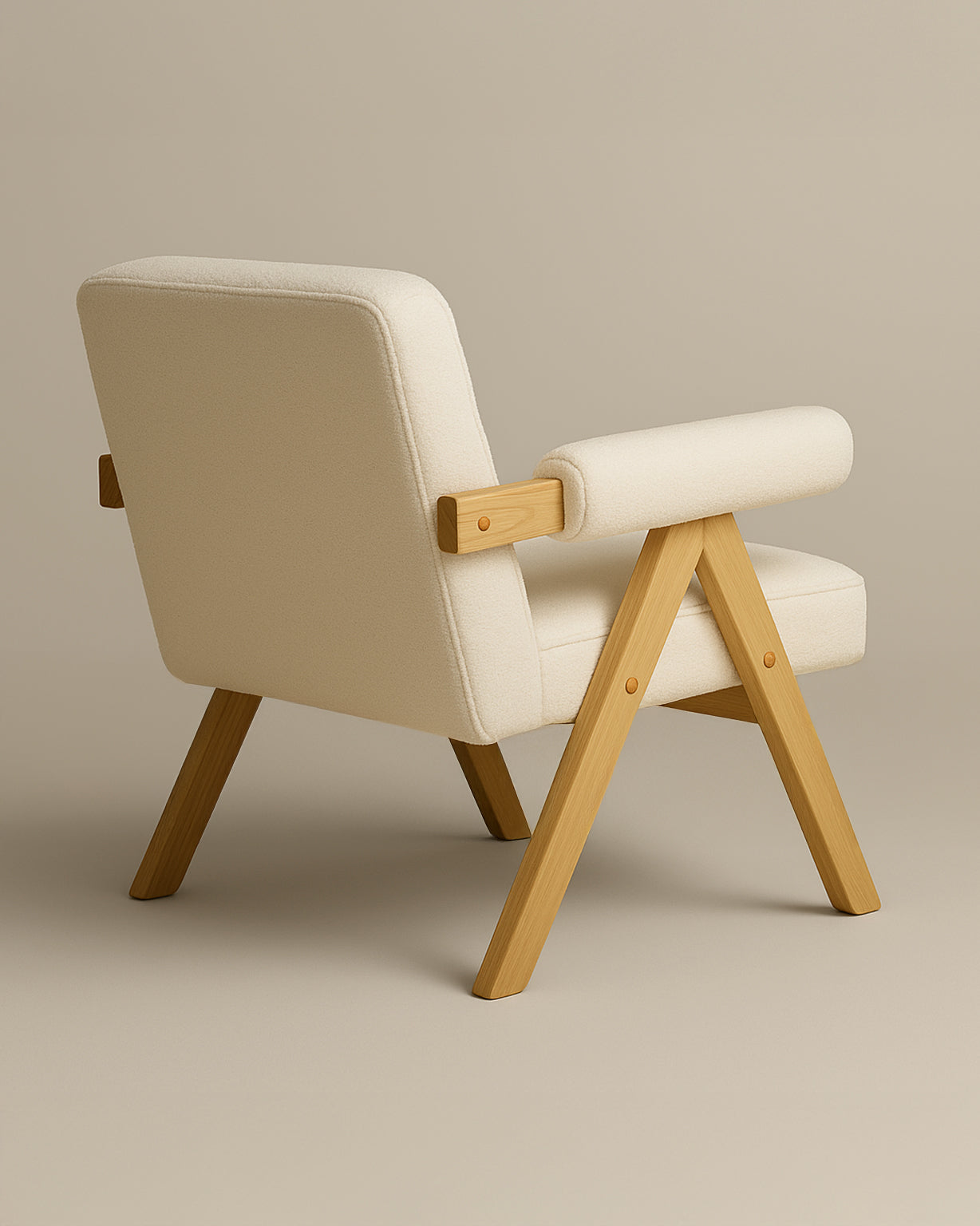 Bascuas Boho Upholstered Armchair (Bouclé White Fabric) – Mid-century Style Accent Chair - Marcel Olsen